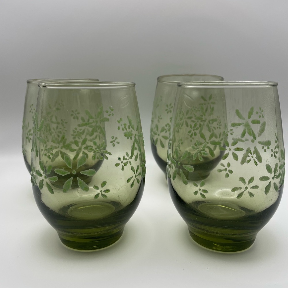 Vintage Libbey Floral Bubble Print Glasses (4)